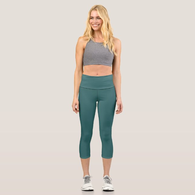 Transformative Teal  Capri Leggings (Front)