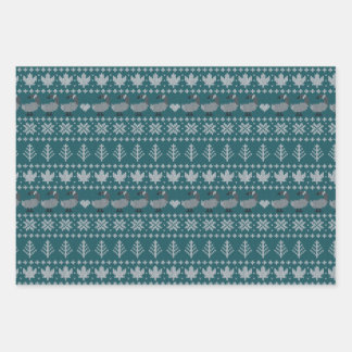Transformative Teal - Fair Isle - Holiday Wrapping Paper Sheet
