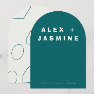 Transformative Teal Modern Arched Wedding Invitation