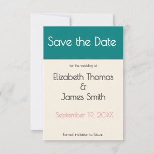 Transformative Teal Modern  Contemporary Wedding Save The Date