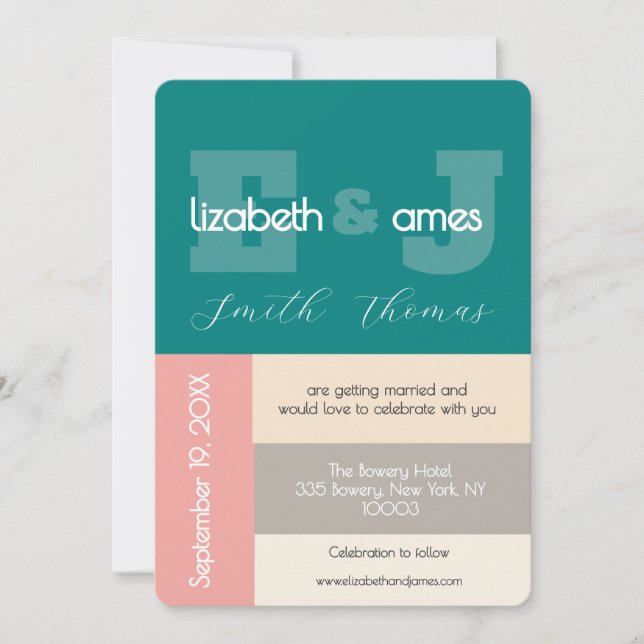 Transformative Teal Modern Script Wedding Invitation (Front)