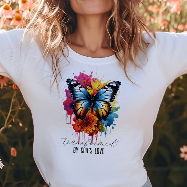 Transformé par le T-shirt de l'Amour de Dieu (Transformed by God's Love Watercolor T-Shirt)