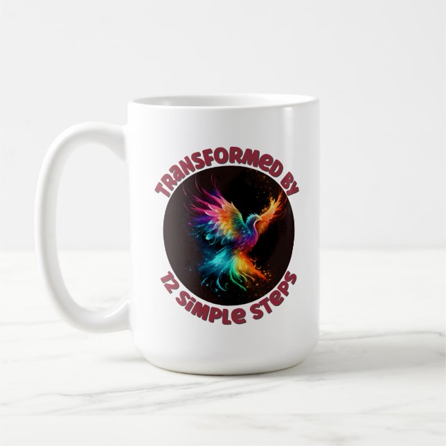 Transformed by 12 Simple Steps - AA, NA, Al-Anon Coffee Mug (Left)
