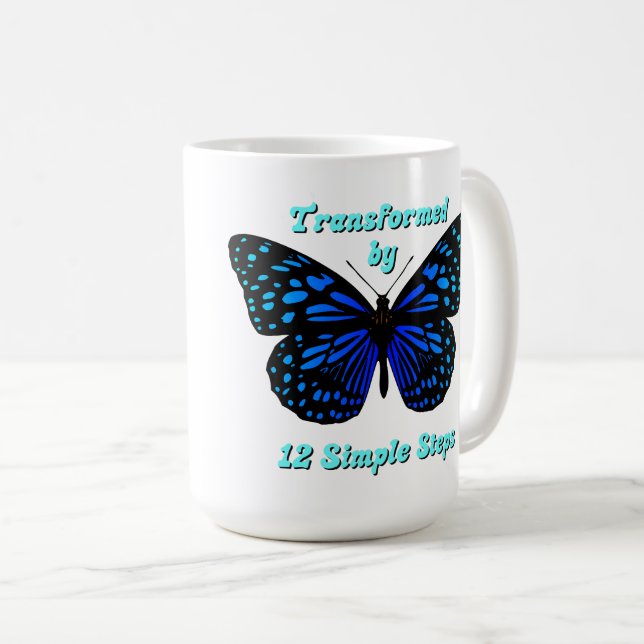 Transformed by 12 Simple Steps, AA, NA, Al-Anon  Coffee Mug (Front Right)