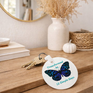 Transformed by 12 Simple Steps, AA, NA, Al-Anon  Keychain