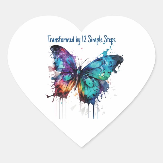 Transformed by 12 Simple Steps Heart Sticker (Front)