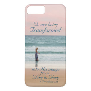 Transformed into His Image Bible, Girl on Beach iPhone 8 Plus/7 Plus Case