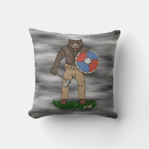 Transformed Viking Berserker or Werebear Throw Pillow