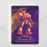 Transforming Robot Birthday Invitation<br><div class="desc">A trendy, boy's birthday party invitation featuring a transforming robot figure against a futuristic background. (FP). The card is easy to customize with your wording, font, font colour and choice of six paper types.Not exactly what you're looking for? All our products can be custom designed to meet your needs at...</div>