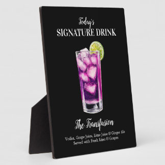 Transfusion Cocktail Bar Drink Sign Personalized Plaque