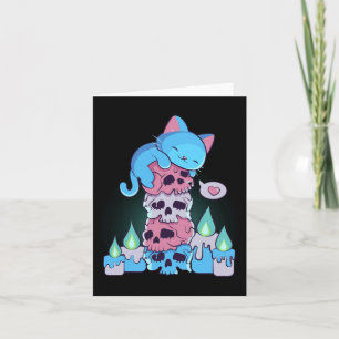 Transgender Aesthetic Kawaii Cat On Skulls Subtle  Card