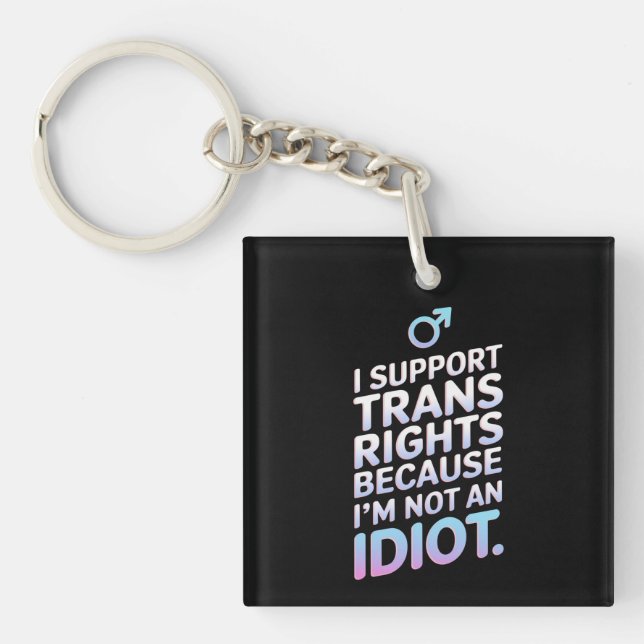 Transgender Ally Trans Pride Flag Support  Keychain (Front)