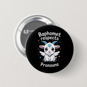 Transgender Baphomet Respects Pronouns Trans Pride 2 Inch Round Button