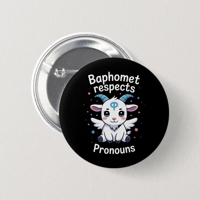 Transgender Baphomet Respects Pronouns Trans Pride 2 Inch Round Button (Front & Back)
