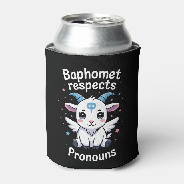 Transgender Baphomet Respects Pronouns Trans Pride Can Cooler (Can Front)