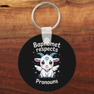 Transgender Baphomet Respects Pronouns Trans Pride Keychain