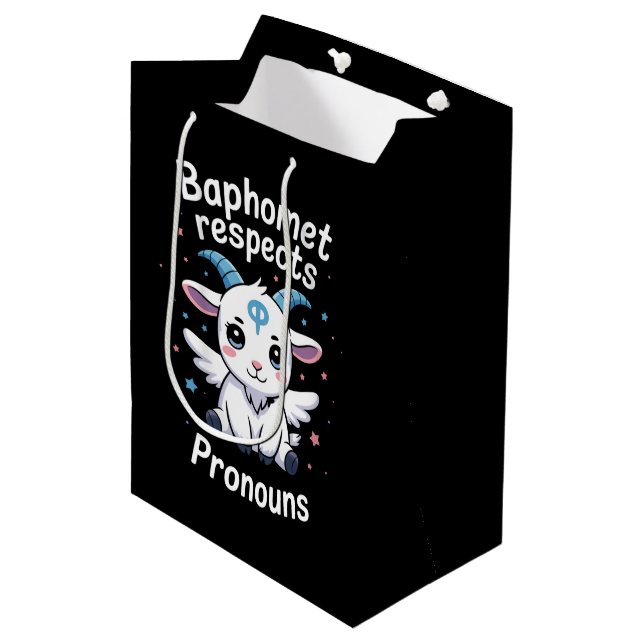 Transgender Baphomet Respects Pronouns Trans Pride Medium Gift Bag (Front Angled)