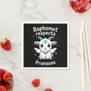 Transgender Baphomet Respects Pronouns Trans Pride Napkin