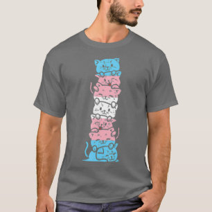 Transgender Cat Stack Cute Trans Pride Flag LGBT T-Shirt