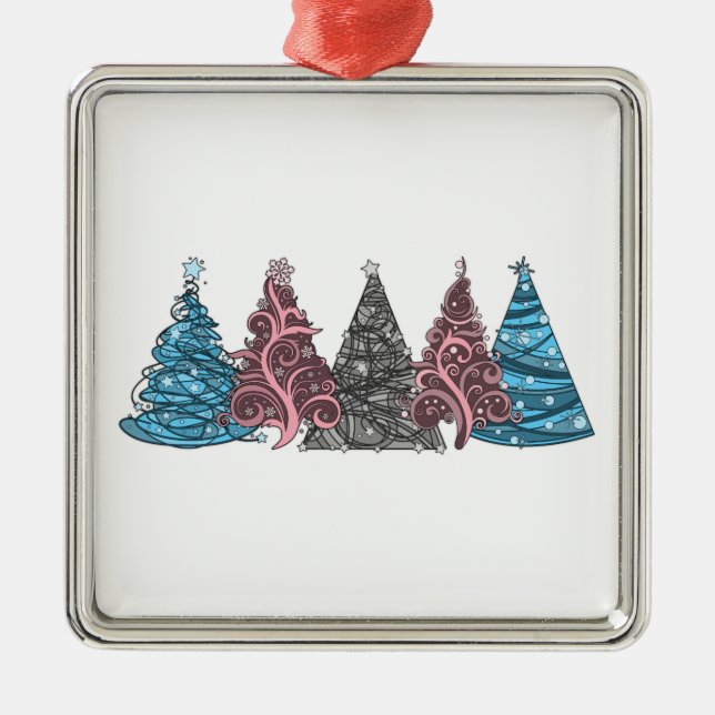 Transgender Christmas Trees Metal Ornament (Front)