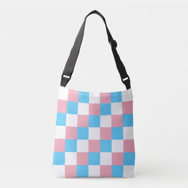 Transgender colours chequered pattern crossbody ba bag (Front)