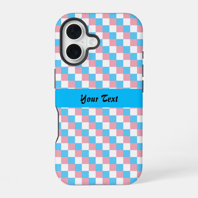 Transgender colours chequered pattern  iPhone 16 case (Back)