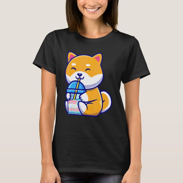 Transgender Corgi Bubble Tea Transgender Corgi Bub T-Shirt (Front)