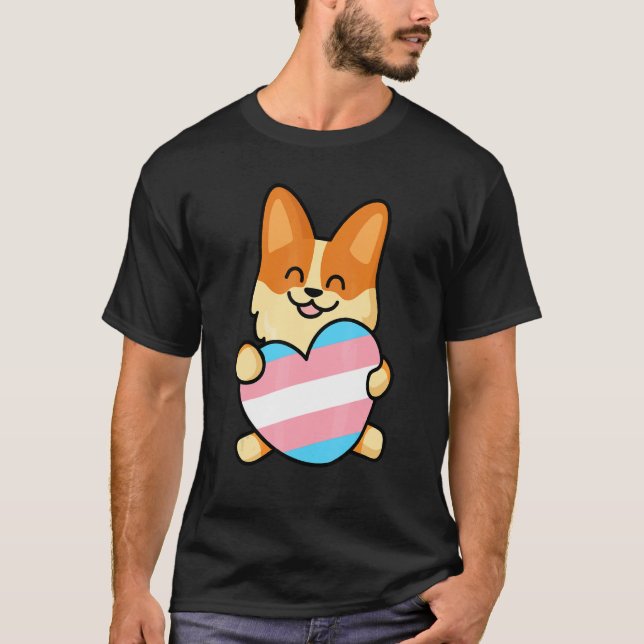 Transgender Corgi Heart Transgender Corgi Heart T-Shirt (Front)