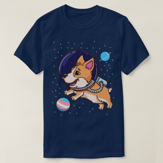 Transgender Corgi In Space Trans Pride1333 T-Shirt (Design Front)