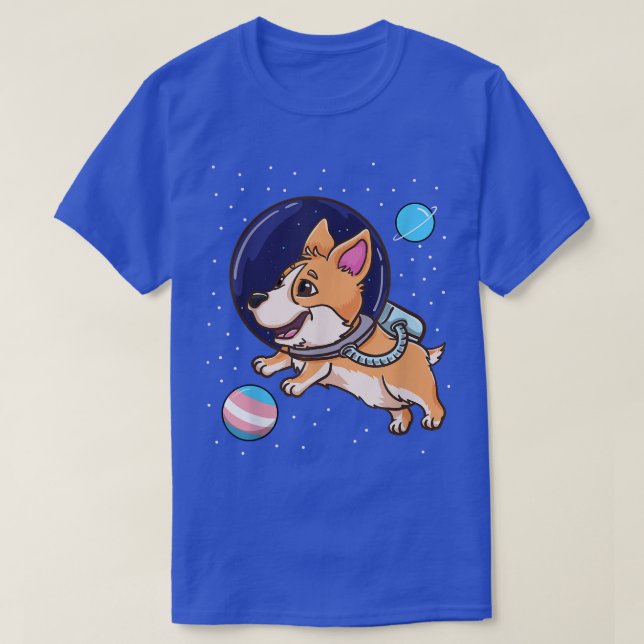 Transgender Corgi In Space Trans Pride 1336 T-Shirt (Design Front)
