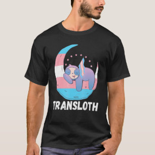 Transgender Cresent Moon Sloth Transsexual Flag Lg T-Shirt