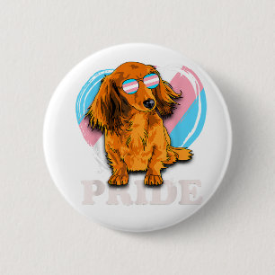 Transgender Dachshund Rainbow Heart Pride LGBT Dog 2 Inch Round Button