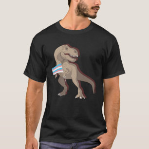 Transgender Dino Rex Trans Pride LGBTQ Pride Flag T-Shirt