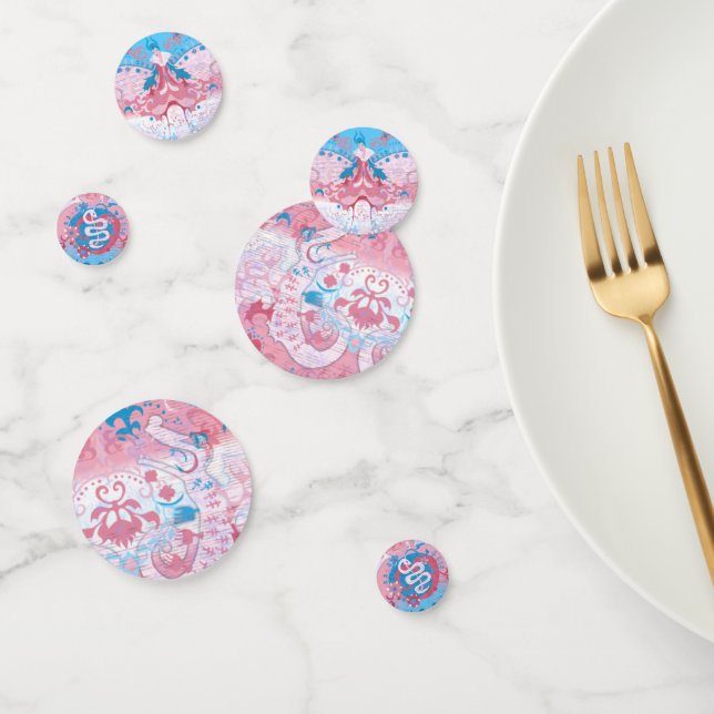 Transgender Dragon Damask - Trans Pride Flag Colou Confetti (Group)