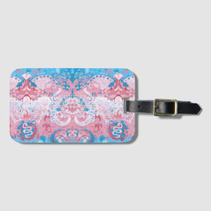 Transgender Dragon Damask - Trans Pride Flag Colou Luggage Tag
