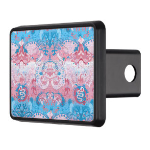 Transgender Dragon Damask - Trans Pride Flag Colou Trailer Hitch Cover