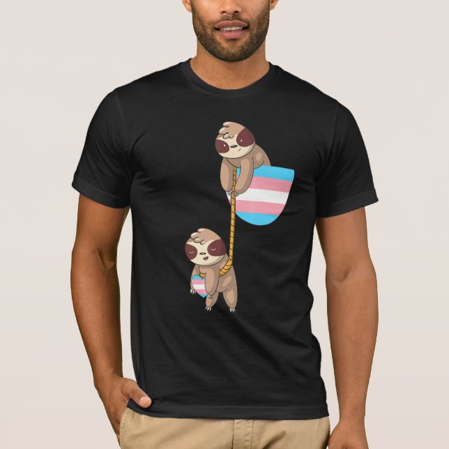 Transgender Falling Sloth Trans Pride Lgbtq Transs T-Shirt (Front)