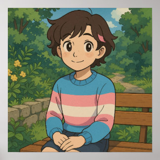Transgender Flag Anime Person | LGBTQIA+ Poster