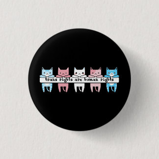 Transgender Flag Cat Trans Rights Are Human Rights 1 Inch Round Button