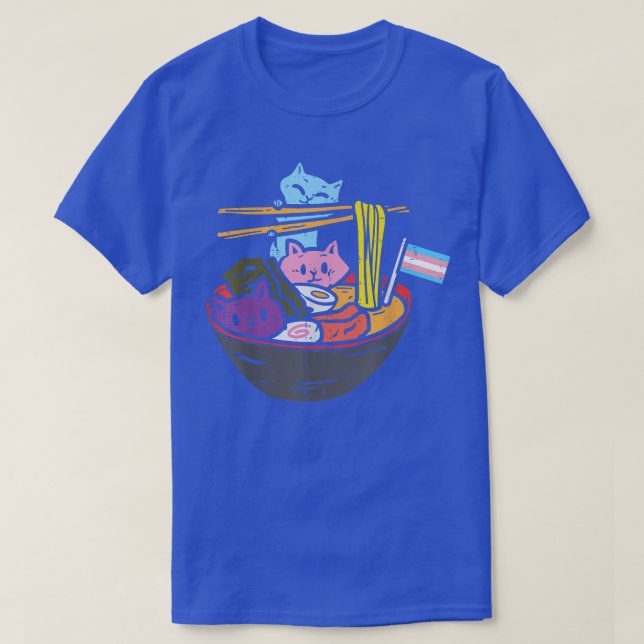 Transgender Flag Cats Ramen Anime LGBT Trans Pride T-Shirt (Design Front)