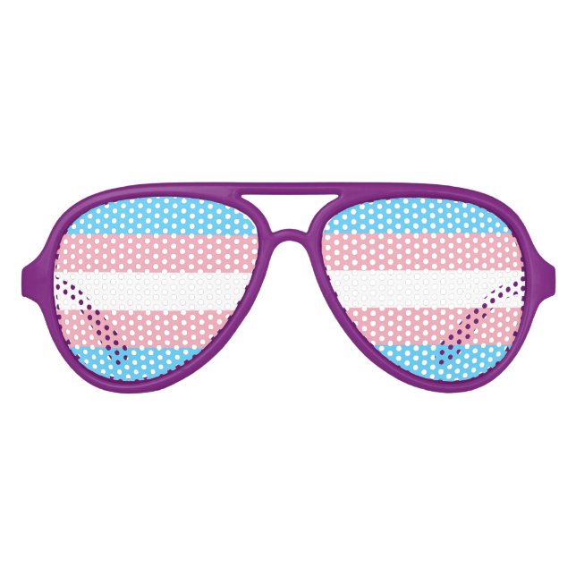 Transgender Flag LGBT Gay Pride Aviator Sunglasses (Front)