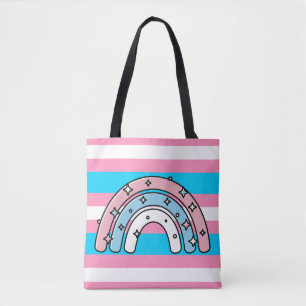 Transgender Flag LGBTQIA+ Pink, Blue and White Tote Bag