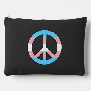 Transgender flag peace sign accessory pouch