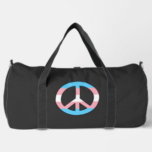 Transgender flag peace sign duffle bag