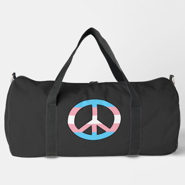 Transgender flag peace sign  duffle bag (Front)