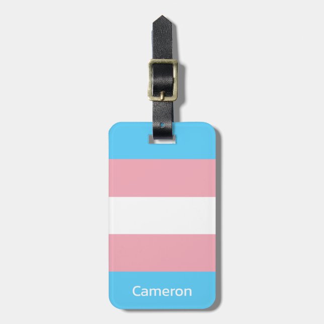 Transgender Flag Personalized Luggage Tag (Front Vertical)