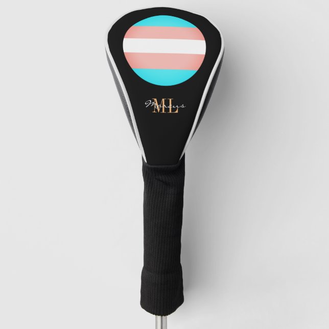 Transgender Flag & Pride golfing monogrammed / LGB Golf Head Cover (Front)