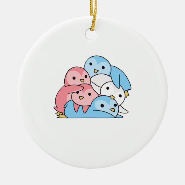 Transgender Flag Pride Lgbtq Cute Penguin Ceramic Ornament (Front)