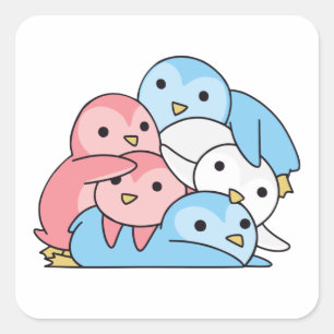 Transgender Flag Pride Lgbtq Cute Penguin Square Sticker