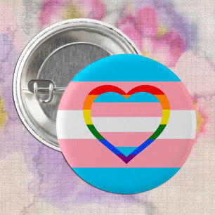 Transgender Flag, Rainbow Heart & Pride /gender 1 Inch Round Button